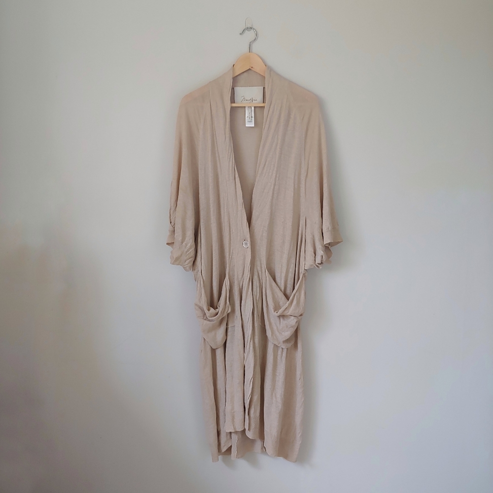 Max Azria Linen Cotton Slouchy Cardigan Short Sleeve Size XS Small